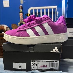 adidas Grand Court Alpha Pink and White Women's Sneakers